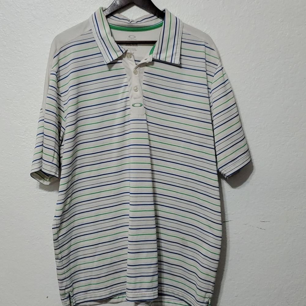 Oakley Striped 3 Button Polo Sz XXL